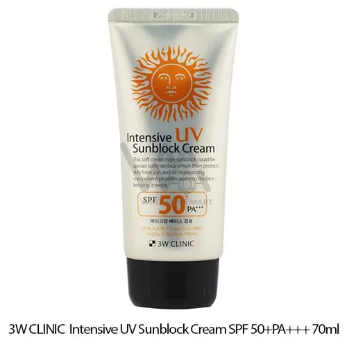 3W CLINIC Intensive UV Sunblock Cream SPF 50+PA+++ 70ml